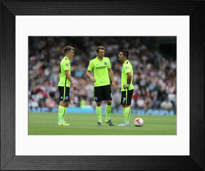 Framed Print : Brighton's Midfield Tactics: March, Stephens, and Kayal Discuss Set Piece Strategy at Fulham's Craven Cottage (Fulham 15AUG15) Framed Print : Brighton's Midfield Tactics: March, Stephens, and Kayal Discuss Set Piece Strategy at Fulham's Craven Cottage (Fulham 15AUG15)