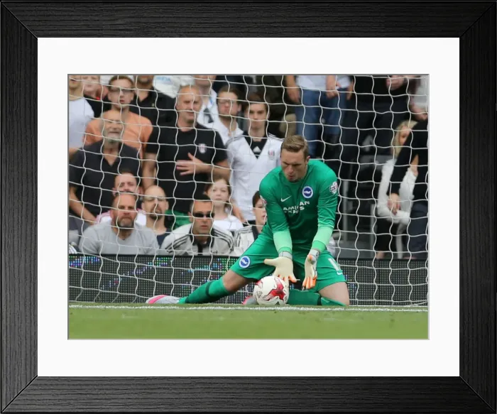 Framed Print : Brighton's David Stockdale Saves in Fulham Championship Clash, August 2015 Framed Print : Brighton's David Stockdale Saves in Fulham Championship Clash, August 2015