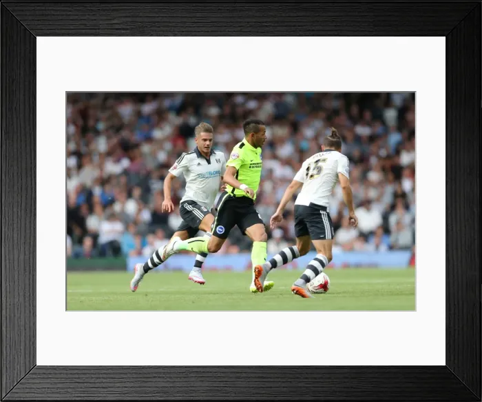 Framed Print : Liam Rosenior in Action: Fulham vs. Brighton and Hove Albion, Sky Bet Championship 2015 - Brighton Defender Faces Off Against Fulham