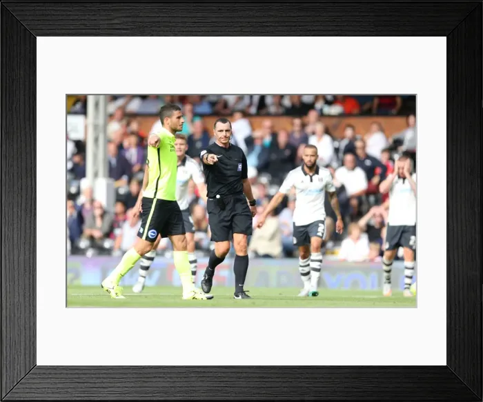 Framed Print : Penalty Call: Referee Swarbrick at the Spot during Fulham vs. Brighton and Hove Albion (15 / 08 / 2015) Framed Print : Penalty Call: Referee Swarbrick at the Spot during Fulham vs. Brighton and Hove Albion (15 / 08 / 2015)