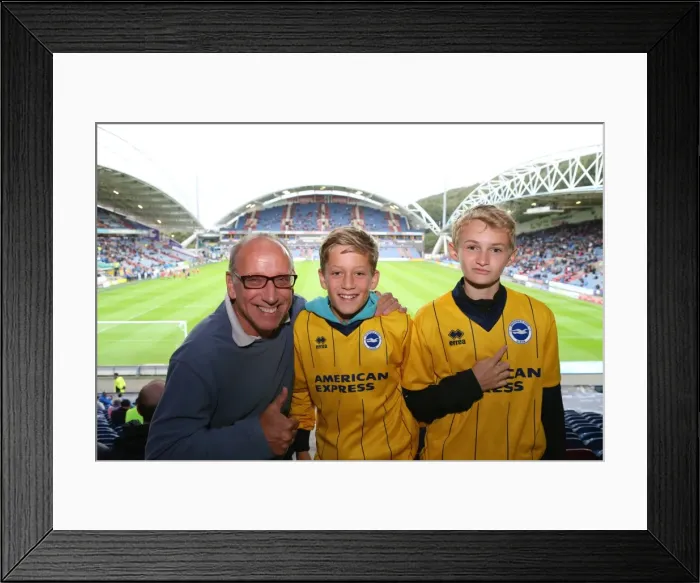 Framed Print : Brighton and Hove Albion Fans in Full Force at Huddersfield Town Championship Clash, August 2015 Framed Print : Brighton and Hove Albion Fans in Full Force at Huddersfield Town Championship Clash, August 2015