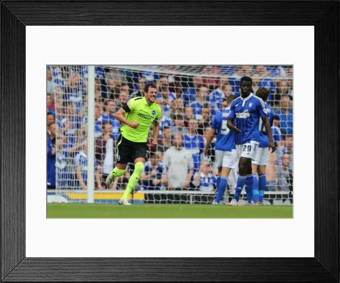 Framed Print : Gordon Greer Celebrates Tomer Hemed's Goal: Brighton's Victory Over Ipswich Town in Sky Bet Championship (28th August 2015) Framed Print : Gordon Greer Celebrates Tomer Hemed's Goal: Brighton's Victory Over Ipswich Town in Sky Bet Championship (28th August 2015)