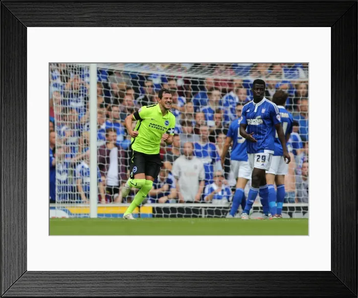 Framed Print : Brighton's Gordon Greer Celebrates Tomer Hemed's Goal Against Ipswich Town in Sky Bet Championship (August 28, 2015) Framed Print : Brighton's Gordon Greer Celebrates Tomer Hemed's Goal Against Ipswich Town in Sky Bet Championship (August 28, 2015)