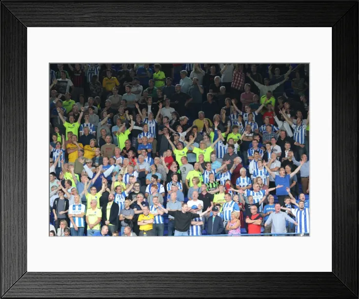 Framed Print : Brighton and Hove Albion Fans Go Wild Celebrating a Goal Against Ipswich Town in Sky Bet Championship Match, August 2015 Framed Print : Brighton and Hove Albion Fans Go Wild Celebrating a Goal Against Ipswich Town in Sky Bet Championship Match, August 2015