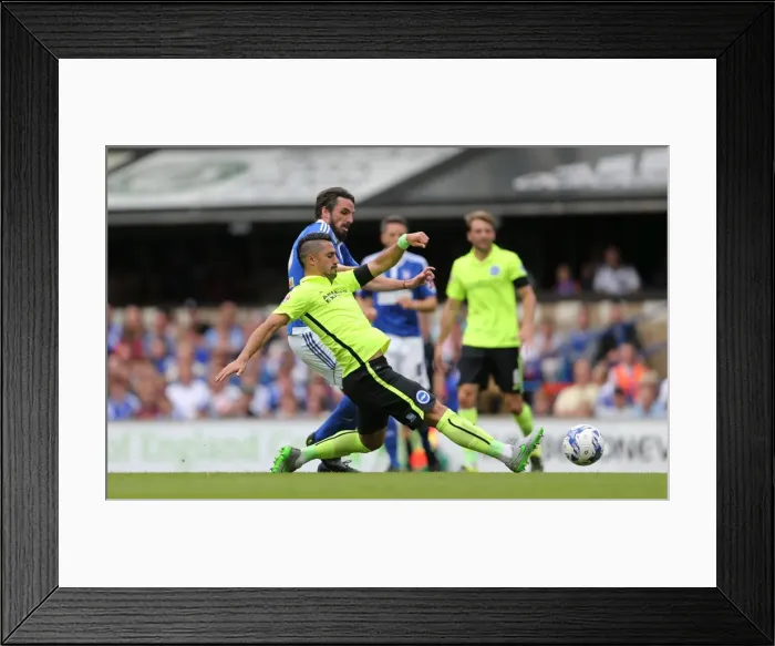 Framed Print : Brighton's Beram Kayal Makes a Crunching Tackle Against Ipswich Town in Sky Bet Championship Clash (28 / 08 / 2015) Framed Print : Brighton's Beram Kayal Makes a Crunching Tackle Against Ipswich Town in Sky Bet Championship Clash (28 / 08 / 2015)