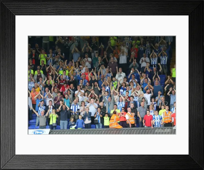 Framed Print : Brighton and Hove Albion Fans Passionate Showdown at Ipswich Town Championship Game, August 2015 Framed Print : Brighton and Hove Albion Fans Passionate Showdown at Ipswich Town Championship Game, August 2015