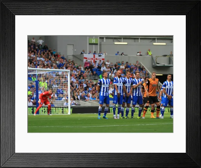 Framed Print : Brighton & Hove Albion Defending Free Kick Against Hull City, Sky Bet Championship 2015 Framed Print : Brighton & Hove Albion Defending Free Kick Against Hull City, Sky Bet Championship 2015