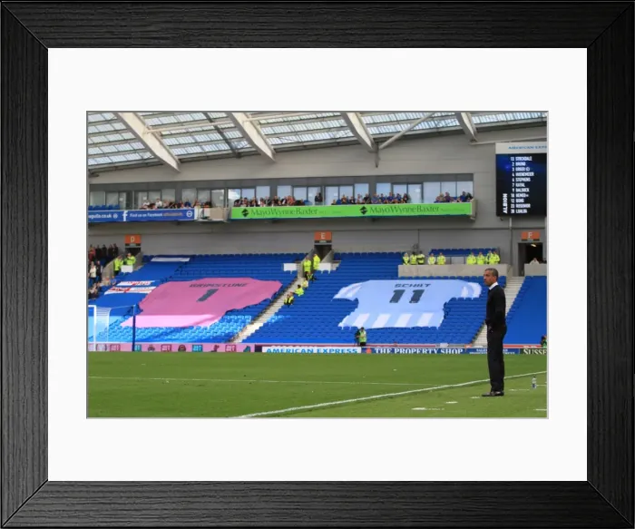 Framed Print : Chris Hughton Pays Tribute: Brighton and Hove Albion vs. Hull City, 2015 - Memorial Shirts of Matt Grimstone and Jacob Schilt