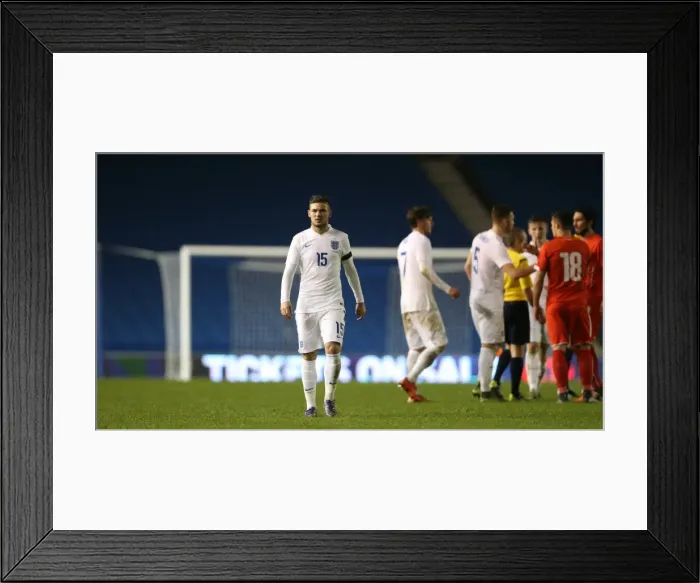 Framed Print : England vs. Switzerland U21 Euro Championship Qualifier: A Battle at Brighton and Hove Albion's American Express Community Stadium (16 November 2015)