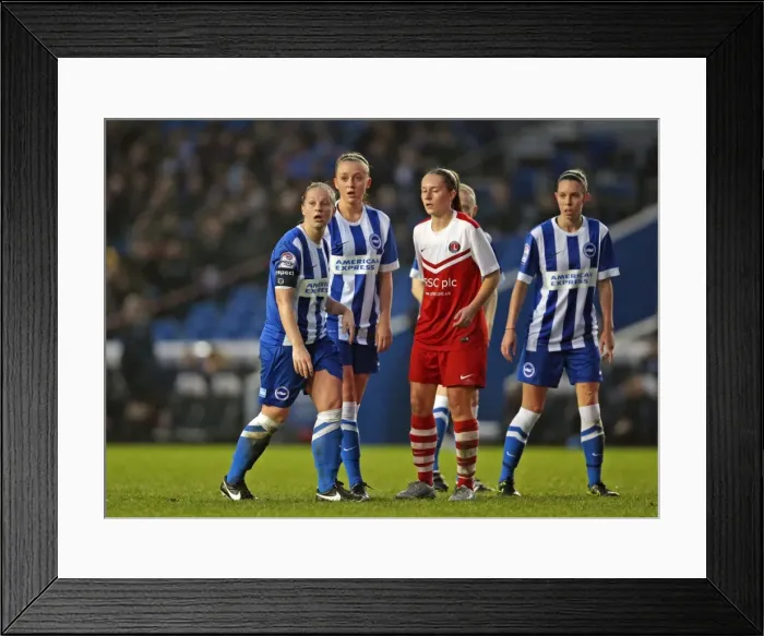 Framed Print : Brighton & Hove Albion Women vs Charlton Athletic Ladies: FA Womens Premier League Showdown at American Express Community Stadium (December 2015)