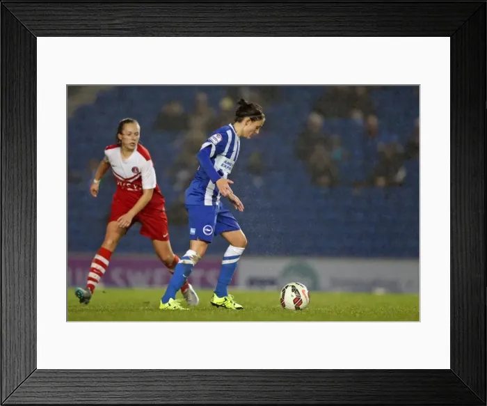 Framed Print : Brighton & Hove Albion Women vs Charlton Athletic Ladies: FA Womens Premier League Showdown at American Express Community Stadium (December 2015)