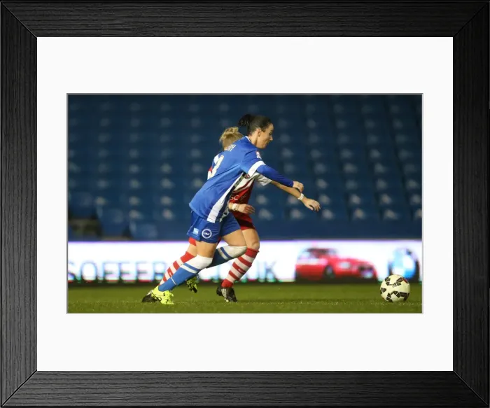 Framed Print : Brighton & Hove Albion Women vs Charlton Athletic Ladies: FA Women's Premier League Showdown at American Express Community Stadium (December 2015)