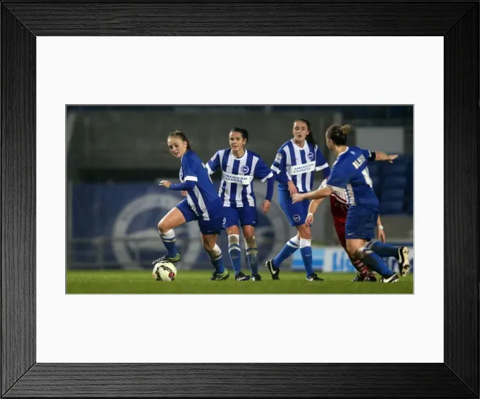 Framed Print : Brighton & Hove Albion Women vs Charlton Athletic Ladies: FA Womens Premier League Showdown at American Express Community Stadium (December 2015)
