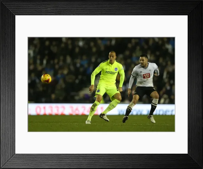 Framed Print : Intense Championship Showdown: Derby County vs. Brighton and Hove Albion at iPro Stadium (12DEC15)