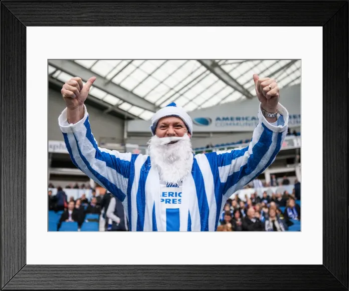 Framed Print : Brighton and Hove Albion FC: A Merry Championship Clash - Fan in Santa Gear Amidst the Action (vs. Middlesbrough, 19 / 12 / 2015) Framed Print : Brighton and Hove Albion FC: A Merry Championship Clash - Fan in Santa Gear Amidst the Action (vs. Middlesbrough, 19 / 12 / 2015)