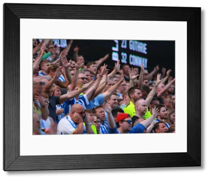 Framed Print : Brighton and Hove Albion Fans in Full Voice during Sky Bet Championship Match vs. Blackburn Rovers (22nd August 2015) Framed Print : Brighton and Hove Albion Fans in Full Voice during Sky Bet Championship Match vs. Blackburn Rovers (22nd August 2015)