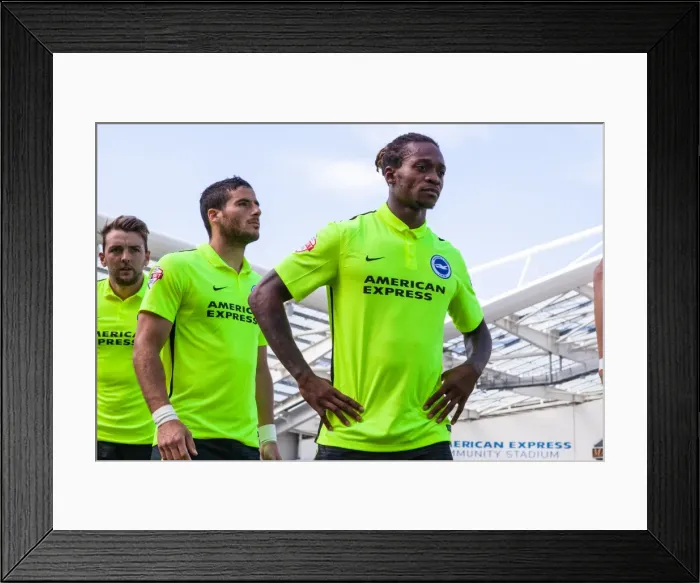 Framed Print : Brighton and Hove Albion: Gaetan Bong Leads the Team Out against Sevilla in 2015 Pre-Season Friendly Framed Print : Brighton and Hove Albion: Gaetan Bong Leads the Team Out against Sevilla in 2015 Pre-Season Friendly