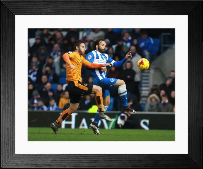 Framed Print : Clash at the Community Stadium: Intense Battle for High Ball Between James Henry and Inigo Calderon in Brighton and Hove Albion vs Wolverhampton Wanderers Championship Match (January 1, 2016) Framed Print : Clash at the Community Stadium: Intense Battle for High Ball Between James Henry and Inigo Calderon in Brighton and Hove Albion vs Wolverhampton Wanderers Championship Match (January 1, 2016)