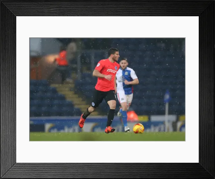 Framed Print : Intense Championship Showdown: Brighton and Hove Albion vs. Blackburn Rovers at Ewood Park (16 January 2016)