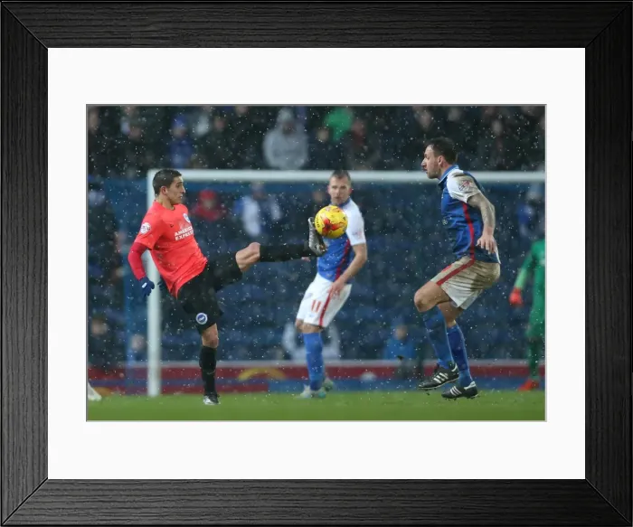 Framed Print : Intense Championship Showdown: Brighton and Hove Albion vs. Blackburn Rovers at Ewood Park (16 January 2016)