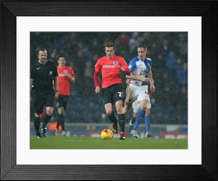 Framed Print : Intense Championship Showdown: Brighton and Hove Albion vs. Blackburn Rovers at Ewood Park (16 January 2016)