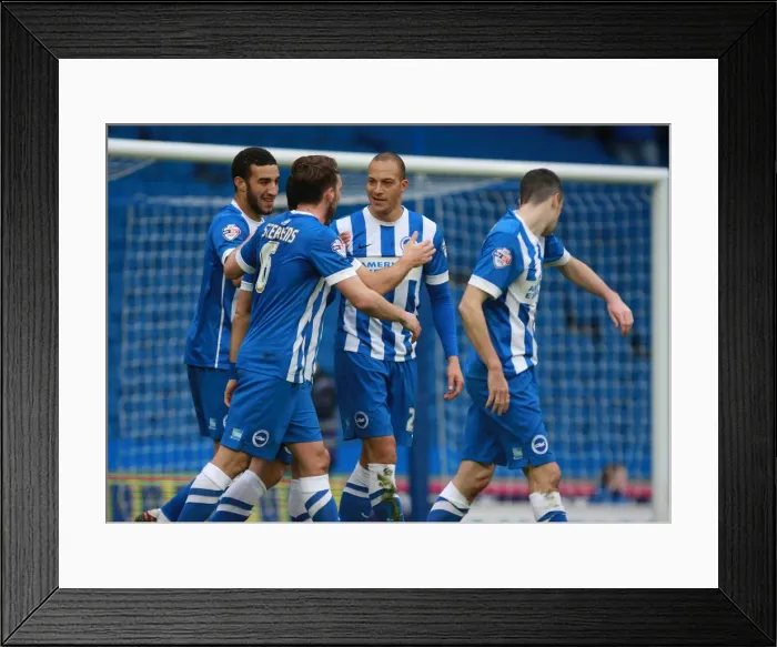 Framed Print : Bobby Zamora's Thrilling Goal: Brighton and Hove Albion vs. Huddersfield Town (Championship Clash, 23 Jan 2016)