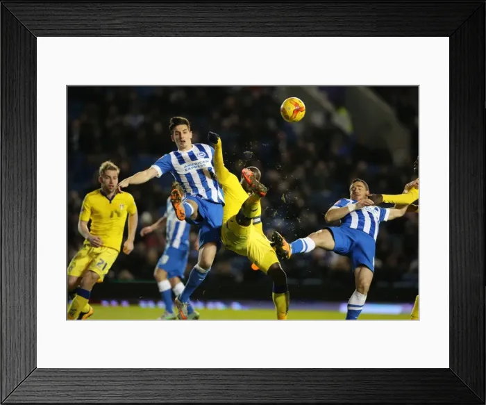 Framed Print : Intense Championship Showdown: Brighton & Hove Albion vs. Leeds United - 29 February 2016