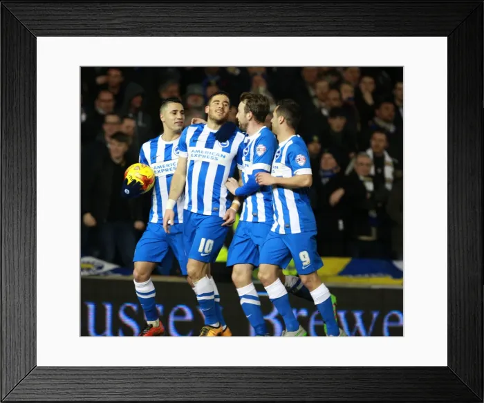 Framed Print : Brighton & Hove Albion's Tomer Hemed Scores Penalty Against Leeds United - Sky Bet Championship 2016