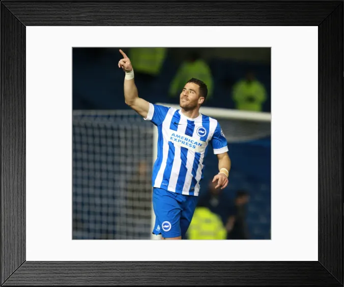 Framed Print : Tomer Hemed Scores Penalty for Brighton against Leeds United - Sky Bet Championship 2016