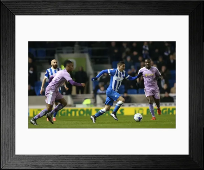 Framed Print : Intense Championship Showdown: Brighton and Hove Albion vs. Reading - 15 March 2016