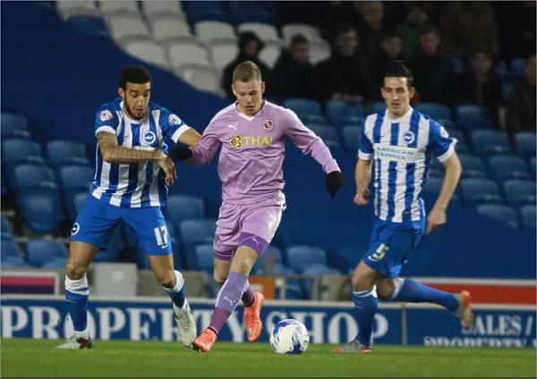 Brighton & Hove Albion vs. Reading: Intense Battle between Connor Goldson and Matej Vydra in the Sky Bet Championship (15 March 2016)