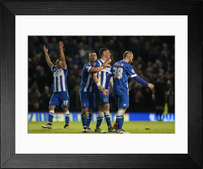 Framed Print : Intense Championship Showdown: Brighton & Hove Albion vs. Fulham (15th April 2016)