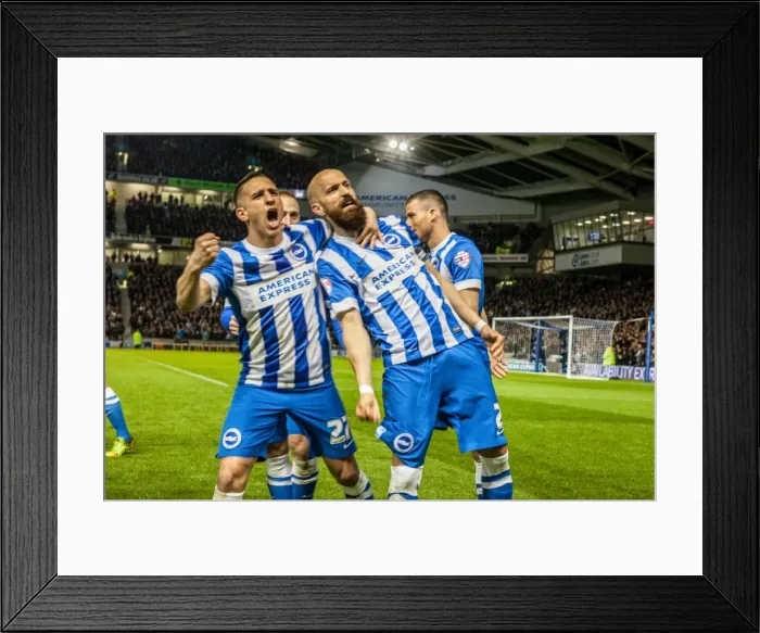 Framed Print : Bruno Saltor's Thrilling Goal: Brighton and Hove Albion vs. Fulham (15APR16)