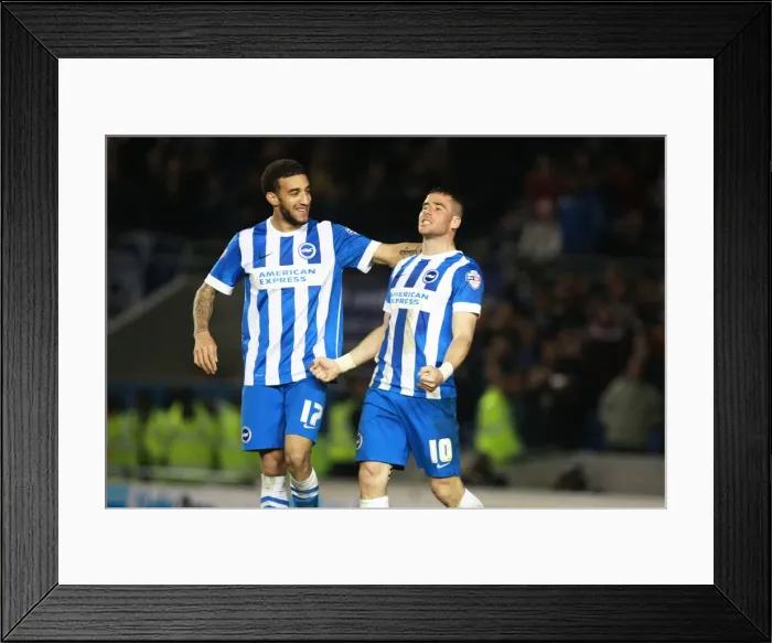 Framed Print : Brighton's Tomer Hemed Scores Hat-trick Against Fulham in Sky Bet Championship (15APR16)