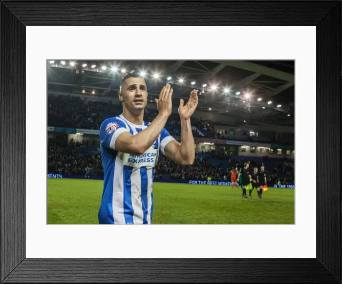 Framed Print : Brighton & Hove Albion's Beram Kayal Celebrates with Fans after Fulham Match, Sky Bet Championship 2016