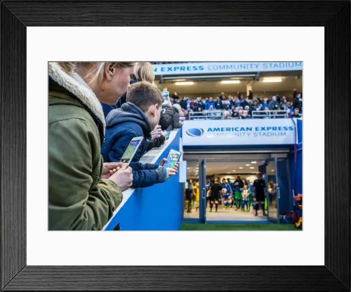 Framed Print : Brighton and Hove Albion vs. Fulham: Fans Eagerly Await Players Emergence (15APR16)