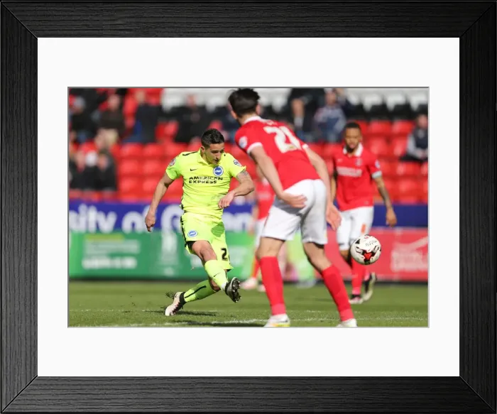 Framed Print : Intense Championship Showdown: Charlton Athletic vs. Brighton and Hove Albion (23APR16)