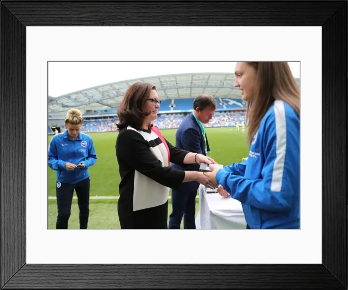 Framed Print : Brighton and Hove Albion Women Celebrate Trophy Victory Before EFL Sky Bet Championship Clash with SS Lazio (31JUL16) Framed Print : Brighton and Hove Albion Women Celebrate Trophy Victory Before EFL Sky Bet Championship Clash with SS Lazio (31JUL16)