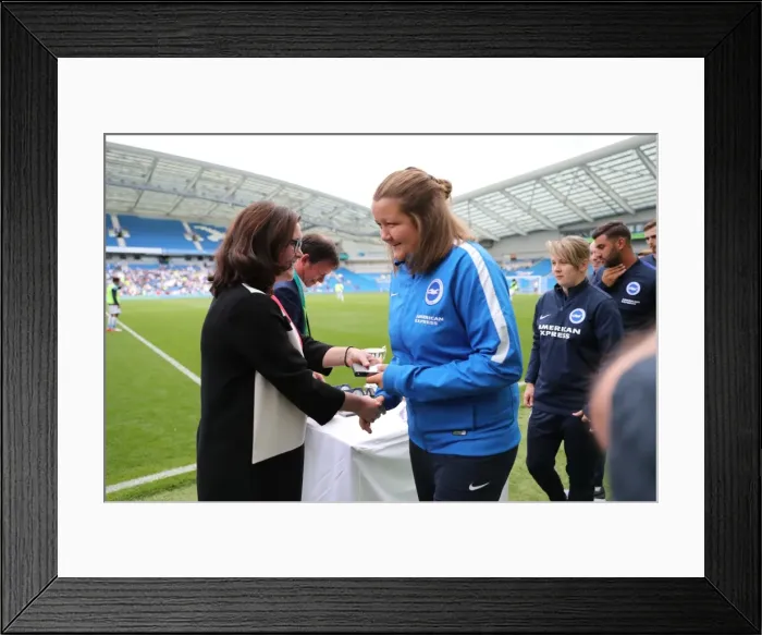 Framed Print : Brighton and Hove Albion Women Celebrate Championship Trophy Ahead of EFL Sky Bet Clash vs. S.S. Lazio (31JUL16) Framed Print : Brighton and Hove Albion Women Celebrate Championship Trophy Ahead of EFL Sky Bet Clash vs. S.S. Lazio (31JUL16)