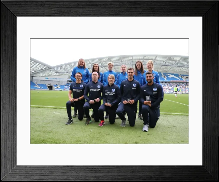Framed Print : Brighton and Hove Albion Women's Team Celebrates Trophy Victory Ahead of EFL Sky Bet Championship Match vs. SS Lazio (31JUL16) Framed Print : Brighton and Hove Albion Women's Team Celebrates Trophy Victory Ahead of EFL Sky Bet Championship Match vs. SS Lazio (31JUL16)