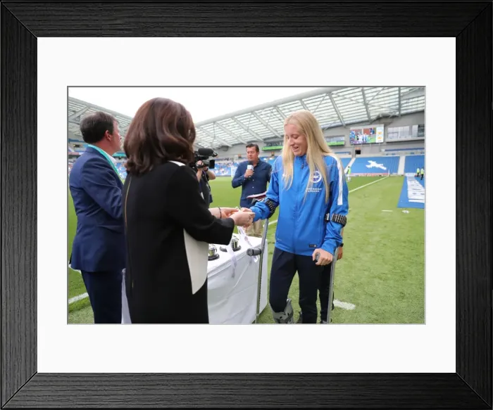 Framed Print : Brighton & Hove Albion Women's Team Lift the Trophy: Pre-Season Victory Against S.S. Lazio (31JUL16)
