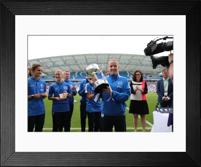 Framed Print : Brighton & Hove Albion Women Celebrate Championship Trophy Ahead of EFL Sky Bet Clash vs. S.S. Lazio (31JUL16)