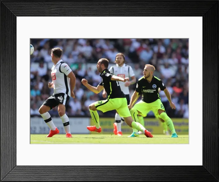 Framed Print : Derby County vs. Brighton and Hove Albion: EFL Sky Bet Championship Clash at iPro Stadium (06AUG16) - Intense Action from Championship Showdown