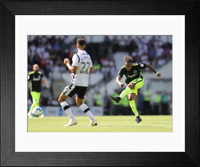 Framed Print : Derby County vs. Brighton and Hove Albion: EFL Sky Bet Championship Clash at iPro Stadium (06AUG16) - Intense Match Action