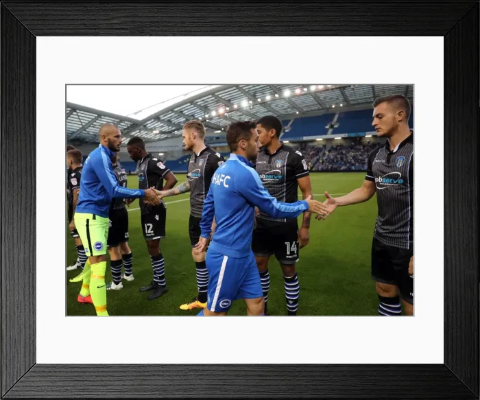 Framed Print : Brighton and Hove Albion vs Colchester United: EFL Cup Showdown at American Express Community Stadium (09.08.16) Framed Print : Brighton and Hove Albion vs Colchester United: EFL Cup Showdown at American Express Community Stadium (09.08.16)