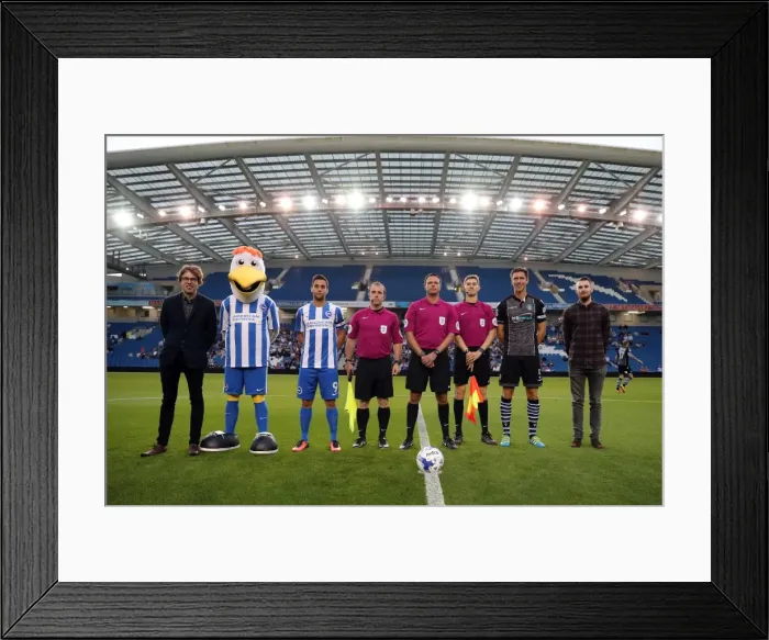 Framed Print : Brighton and Hove Albion vs Colchester United: EFL Cup Clash at American Express Community Stadium (09.08.16) Framed Print : Brighton and Hove Albion vs Colchester United: EFL Cup Clash at American Express Community Stadium (09.08.16)