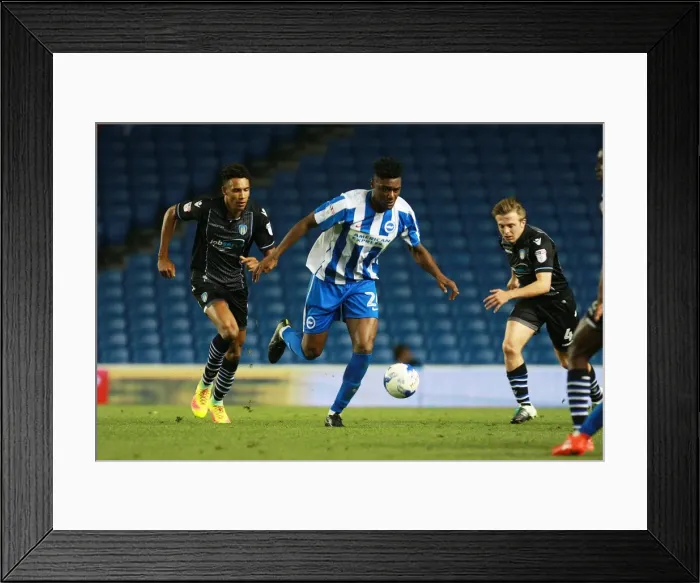 Framed Print : Brighton & Hove Albion's Rohan Ince in Action against Colchester United during the EFL Cup First Round, 2016 Framed Print : Brighton & Hove Albion's Rohan Ince in Action against Colchester United during the EFL Cup First Round, 2016