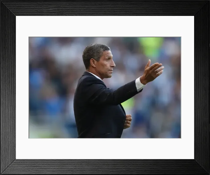 Framed Print : Chris Hughton Signals During Brighton and Hove Albion vs. Nottingham Forest EFL Championship Match, August 12, 2016 Framed Print : Chris Hughton Signals During Brighton and Hove Albion vs. Nottingham Forest EFL Championship Match, August 12, 2016