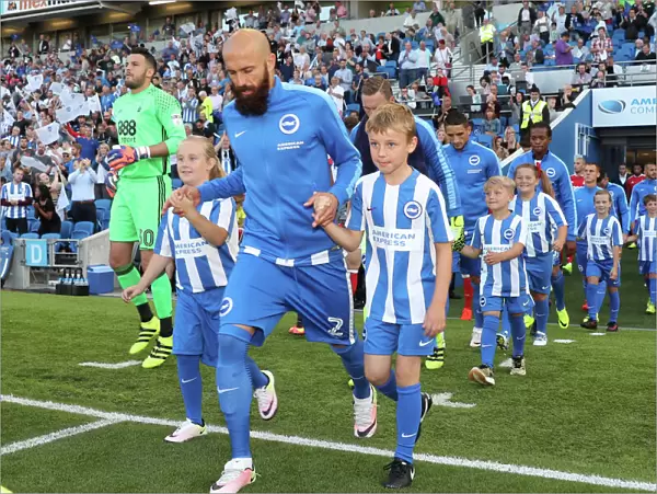 Brighton and Hove Albion's Bruno Leads Team Out vs. Nottingham Forest in EFL Sky Bet Championship (12AUG16)