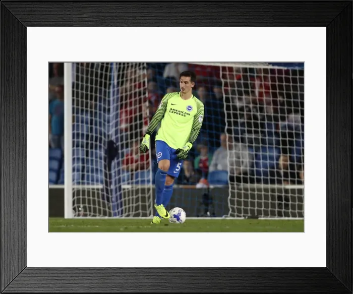 Framed Print : Brighton's Unconventional Defensive Play: Lewis Dunk Goes In Goals vs. Nottingham Forest (August 12, 2016)